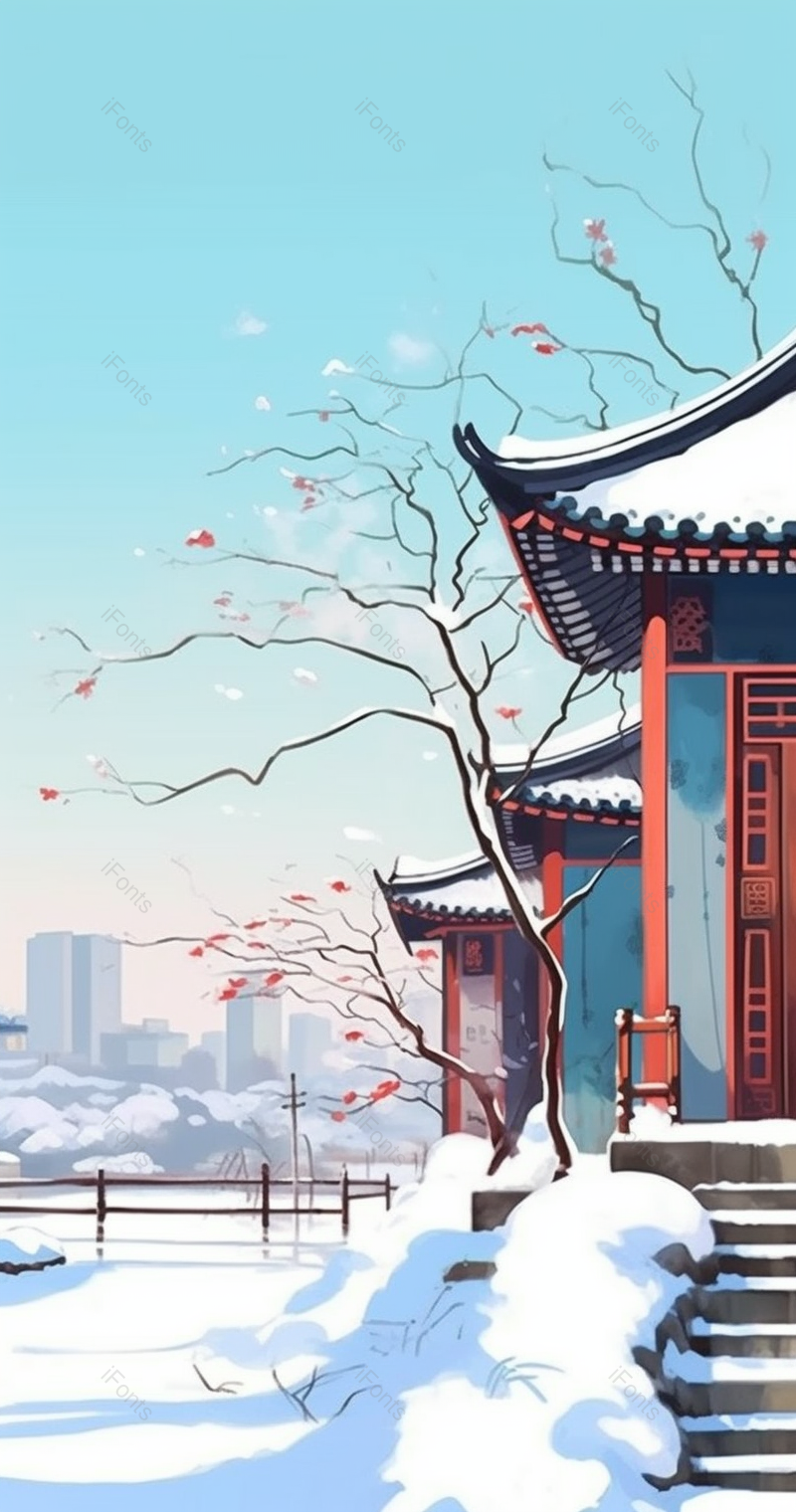 水墨风小雪节气插画背景,插画/手绘图,插画/手绘图库,插画/手绘图下载,插画/手绘
